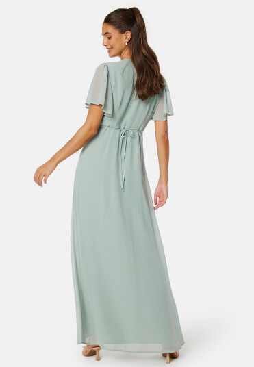 Bubbleroom Occasion Butterfly Sleeve Button Gown Dusty green 46