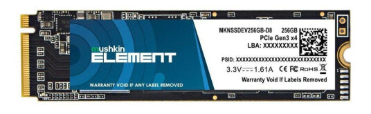 MUSHKIN SSD Element M.2 256GB PCIe Gen3x4 NVME 2