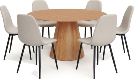 Siena spisegruppe rund 150 cm eik med 6 Nibe spisestoler - Eik