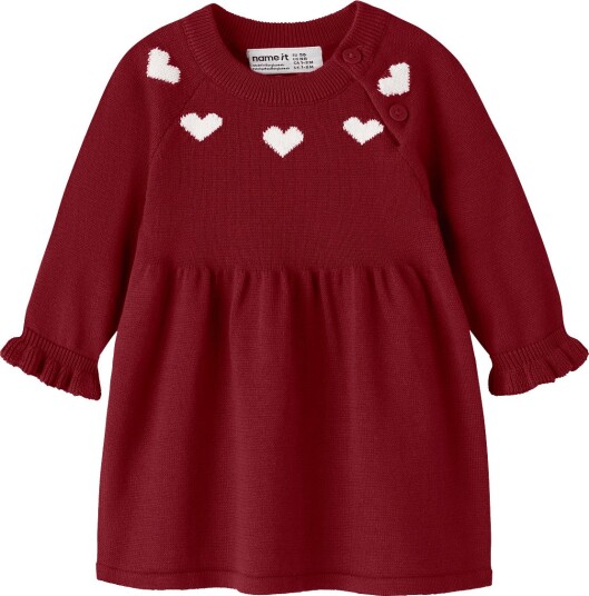 Name It Nbfrisse Ls Knit Dress   RED DAHLIA   74