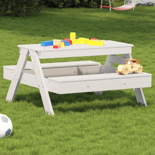 Piknikbord for barn hvit 88x97x52 cm heltre furu 832597
