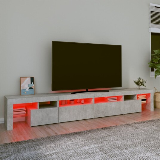  TV-benk med LED-lys betonggrå 260x36,5x40 cm 8720845649692