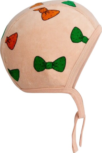 Mini Rodini Bows Aop Velour Baby Helmet PINK 44/46