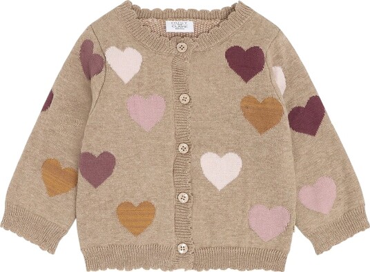 Hust and Claire Cardigan Strikk HcCilja Lovely Kjeks Hust and Claire 1½ år (86) Cardigan Beige Bordeaux Brun Rosa