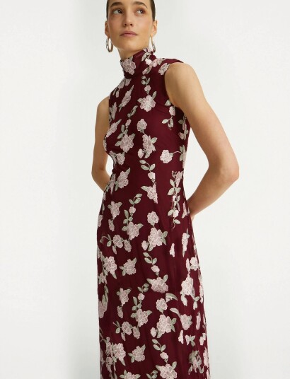 ROTATE Birger Christensen Sleeveless Maxi Dress Burgundy 32 ROTATE Birger Christensen Sleeveless Maxi Dress Burgundy 32
