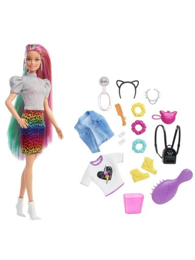 Barbie Leopard Rainbow Hair Doll