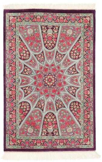 Håndknyttet. Opphav: Persia / Iran Ghom silke Teppe 60x90