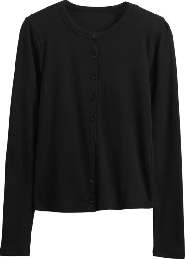 GAP Modern Crewneck Cardigan From The Gap Collection   Black   S
