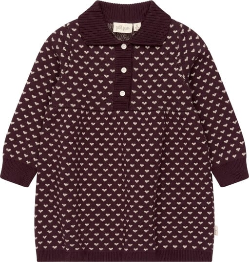 Petit Piao Ppgedel Heart Knit L_S Dress Burgundy 98