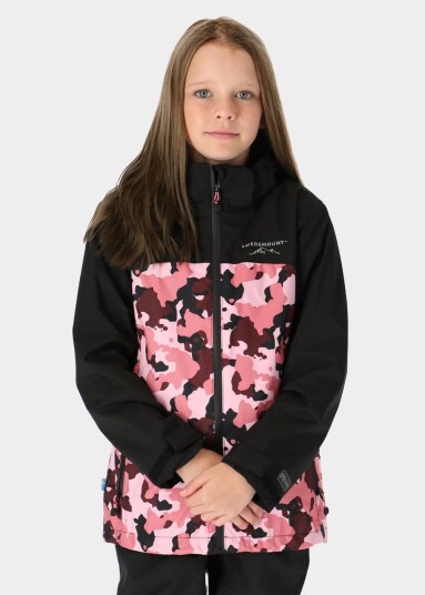 Swedemount Bodö Rain Jacket Jr Black/Pink Camouflage 150 Regnjakker