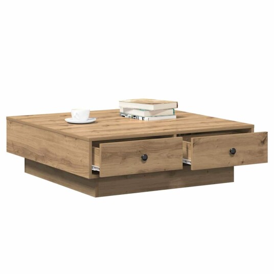 Kafébord Artisan eik Finer MDF 90 x 90 x 28 cm Lagring Kafébord Artisan eik Finer MDF 90 x 90 x 28 cm Lagring