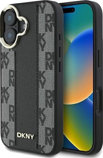 DKNY Magsafe iPhone 16-etui med rutete mønster - svart