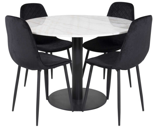 Venture Design Estelle & Polar spisegruppe Hvit/svart 4 st stoler & bord 106 cm