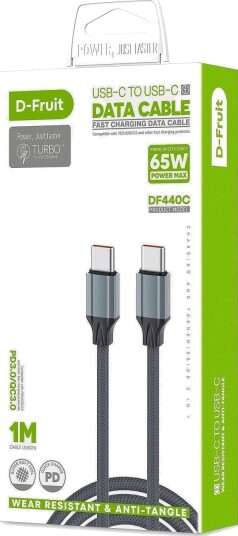 D-Fruit Usb-C Til Usb-C-Kabel Df440c 1 M Grå D-Fruit Usb-C Til Usb-C-Kabel Df440c 1 M Grå