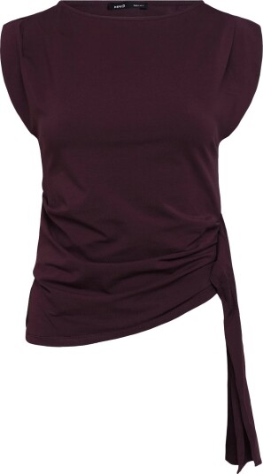 Mango Asymmetrical Laced Top DARK RED M