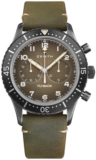 Zenith Herreklokke 11.2240.405 21.C773 Pilot Grå/Lær Ø43 mm