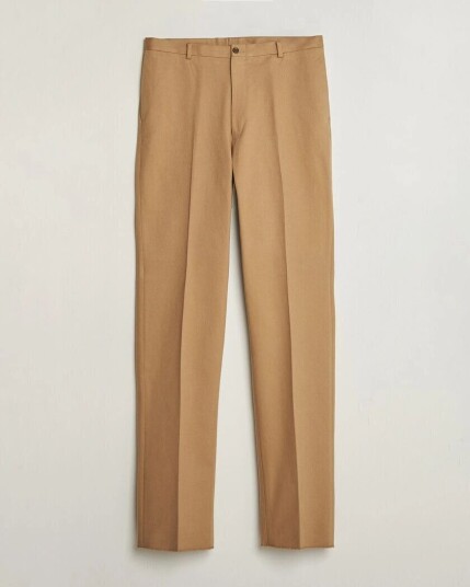 Kamakura Shirts Brushed Cotton Twill Ivy Trousers Beige