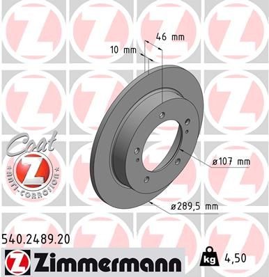 Bremseskive ZIMMERMANN 540.2489.20