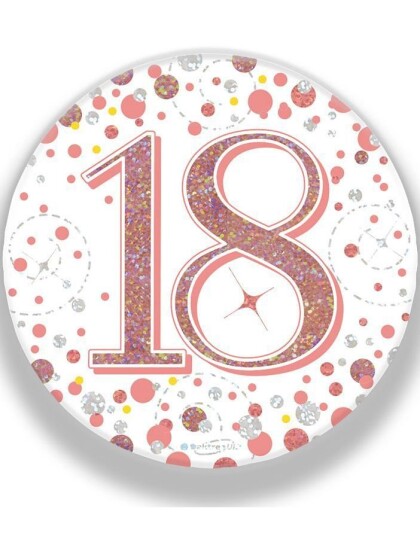 18 Års Feiring Rosegull Holografisk Stor Button