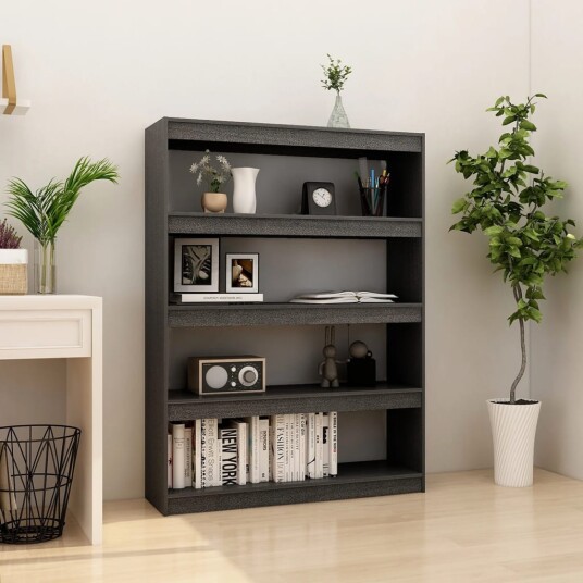 vidaXL Bokhylle/romdeler gr? 100x30x135,5 cm heltre furu