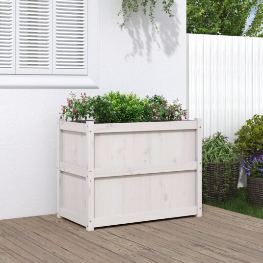 Hageplantekasse hvit 90x50x70 cm heltre furu