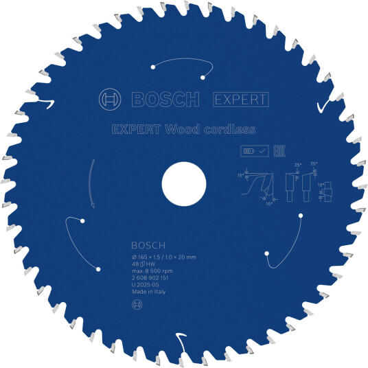 Bosch Sagblad 165x20x1,5 48t 10 grader wood cordless expert