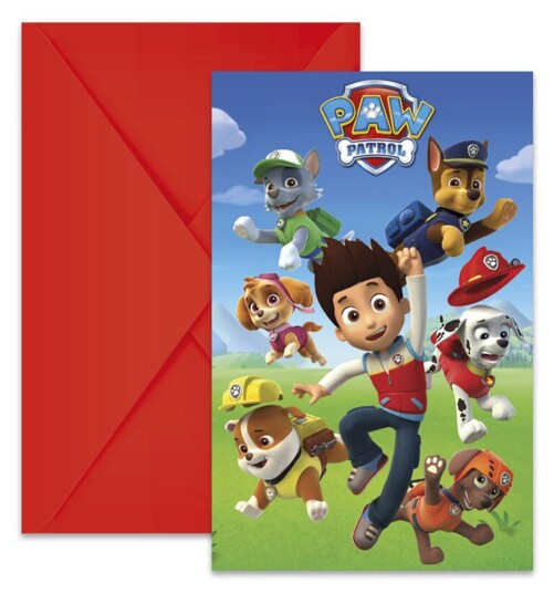 Paw Patrol - Invitasjoner med konvolutt 6 stk