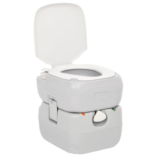 Bærbart campingtoalett grå og hvit 22+12 L HDPE 154405 Bærbart campingtoalett grå og hvit 22+12 L HDPE 154405
