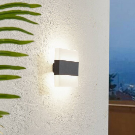 Lindby LED-vegglampe Branor aluminium mørk grå IP54
