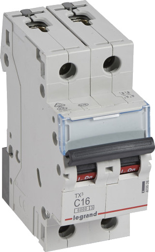 Legrand 5 stk Automatsikring TX3 C 16A 2P, 2M, 6/6kA