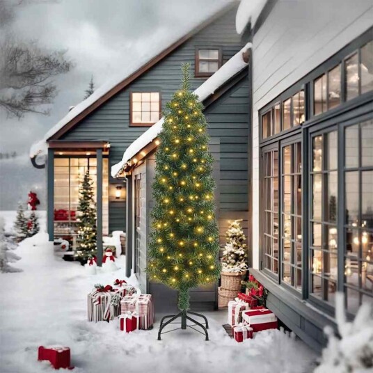  Kunstig juletre med 300 LED grønn 240 cm PVC og stål og plast