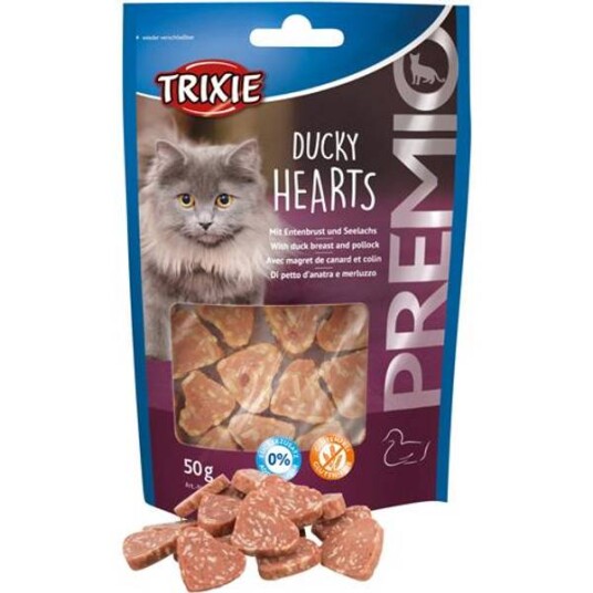 Trixie Premio Ducky Hearts Snacks til Katter med And og Seifisk - 50 g Trixie Premio Ducky Hearts Snacks til Katter med And og Seifisk - 50 g