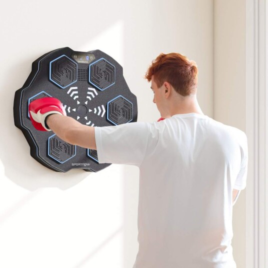 Musikkboksmaskin Bluetooth høyttaler veggmonterbar 9 hastigheter og moduser LED lys svart