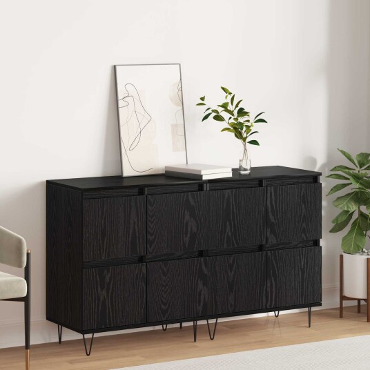 Skap 2 pcs Svart eik 120 x 35 x 70 cm Konstruert tre Skap 2 pcs Svart eik 120 x 35 x 70 cm Konstruert tre