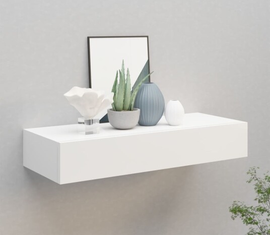 vidaXL Veggmontert skuffehylle hvit 60x23,5x10 cm MDF vidaXL Veggmontert skuffehylle hvit 60x23,5x10 cm MDF