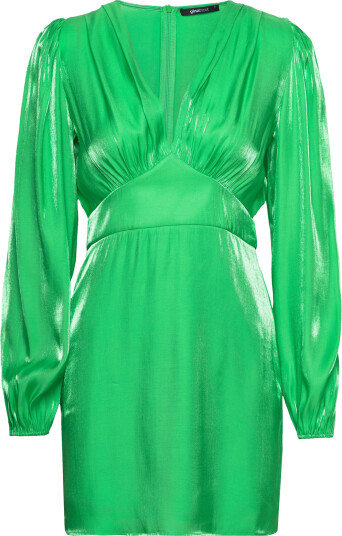 Gina Tricot Puff Sleeve Mini Dress - Green - XS