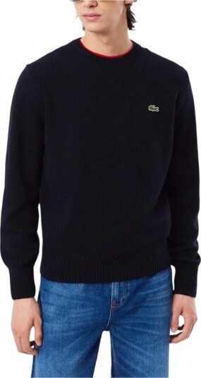 Lacoste Carded Wool Crew Neck Navy