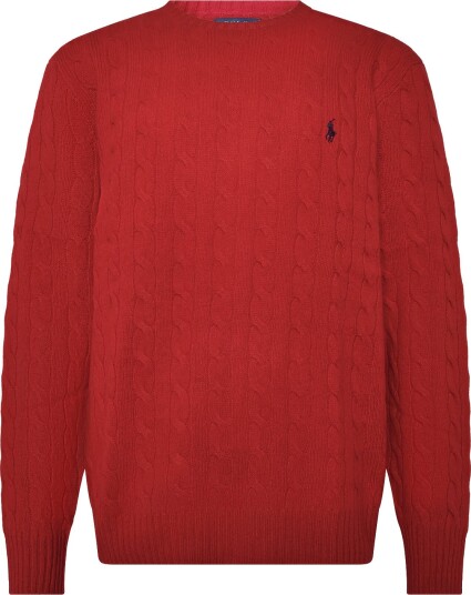 Polo Ralph Lauren Cable Knit Wool Cashmere Sweater   Red   XS