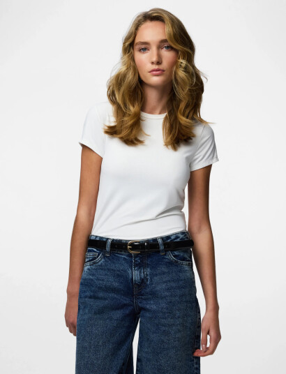 Pieces Pcestina Leather Jeans Belt Noos - Black - 90