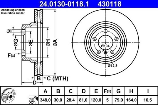 Bremseskive ATE 24.0130-0118.1