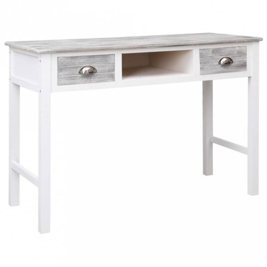Skrivebord 110x45x76 cm i tre - grå og hvit