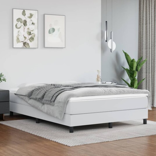  Boxspring sengeramme hvit 135x190 cm Double kunstskinn