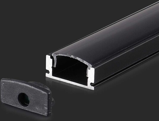 V Tac VT 8113 aluprofil 2 meter inkl. svart deksel og ender V Tac VT 8113 aluprofil 2 meter inkl. svart deksel og ender