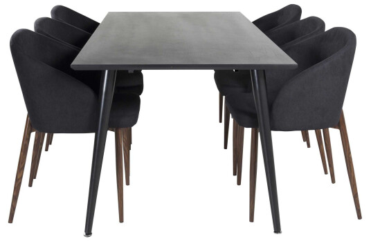 Venture Design Dipp & Arch spisegruppe Svart/svart 6 st stoler & bord 180 x 90 cm