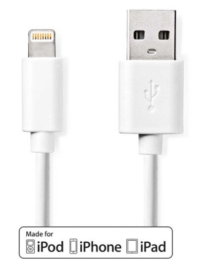 Nedis Lightning Kabel | USB 2.0 | Apple Lightning 8-Pinners | USB-A Han | 480 Mbps | Nikkel belagt | 3.00 m | Rund | PVC | Hvit | Label Nedis Lightning Kabel | USB 2.0 | Apple Lightning 8-Pinners | USB-A Han | 480 Mbps | Nikkel belagt | 3.00 m | Rund | PVC | Hvit | Label