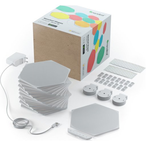 Nanoleaf Shapes Starter Kit - Trådløst lyssett - LED x 15 - 2 W - klasse G - RGBW-lys - 1200-6500 K - sekskant