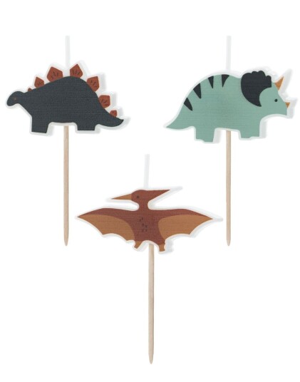 Partydeco 3 stk Dinosaurer Kakelys 3 cm