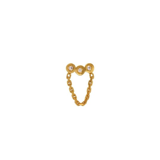 Stine A Jewelry Three Dots with Mini Chain Earring Gullfarge Hvit
