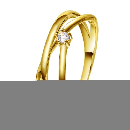 Pan Jewelry, Ring i 925 forgylt sølv med hvit zirkonia, størrelse 54
