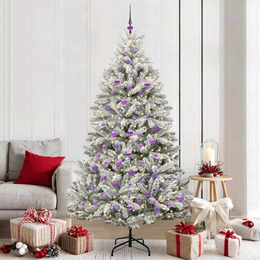  Kunstig juletre Grønn og hvit 210 cm PVC og metall